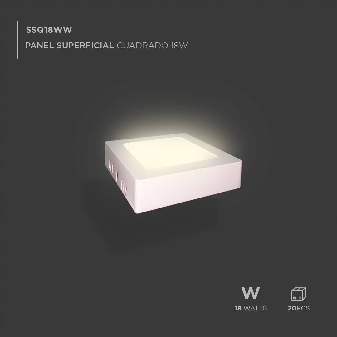 Panel superficial cuadrado 18w 