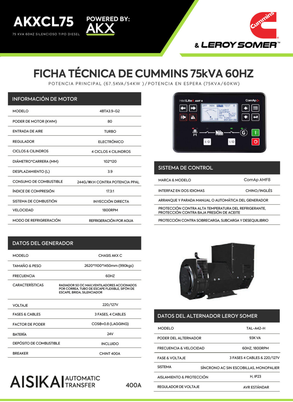 Ficha tecnica-75 KVA CUMMINS-Energía Central