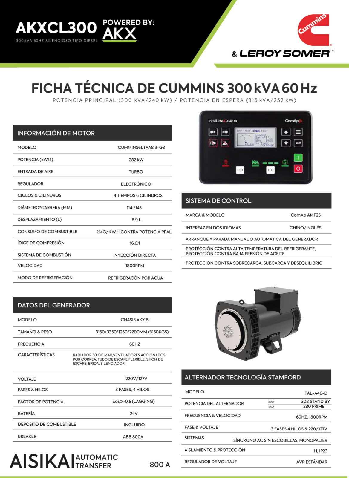 FICHA TECNICA GENERADOR CUMMINS 300KVA_Energía Central