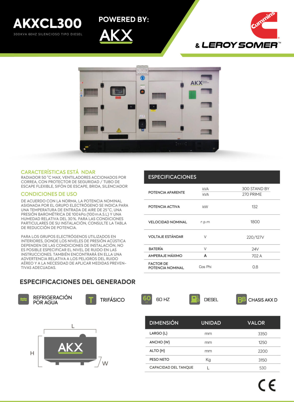 FICHA TECNICA GENERADOR CUMMINS 300KVA_Energía Central
