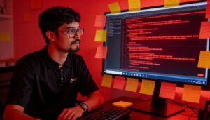 Diseñador analizando errores en una web